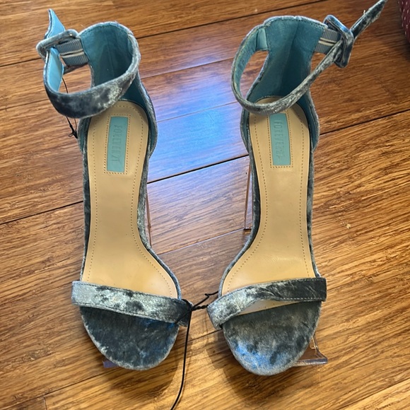 Forever 21 Shoes - Forever 21 Light Blue Velvet heels